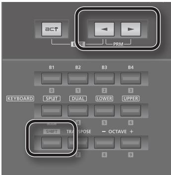 ACT B1 B2 B3 B4 0 1 2 3 KEYBOARD SPLIT DUAL LOWER UPPER SHIFT TRANSPOSE OCTAVE + 0 1 2 3 0 1 5 6 0 1 8 9
