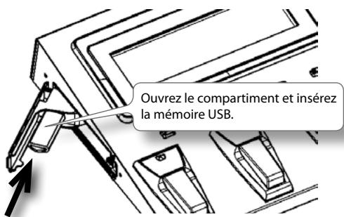 Ouvrez le compartiment et insérez la mémoire USB.