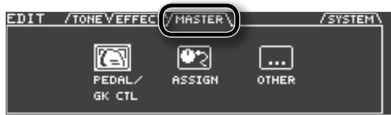 ROLAND GR-55S - Utilisez les boutons PAGE [◀][▶] pour sélectionner l'onglet "MASTER". - 1