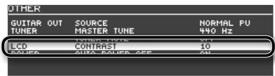 OTHER GUITAR OUT SOURCE NORMAL PU TUNER MASTER TUNE 440 Hz LCD CONTRAST 10 CAUER AUX POWER OFF ON