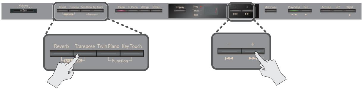 ROLAND HP302-SB - Transposer un morceau (playback transpose) - 1