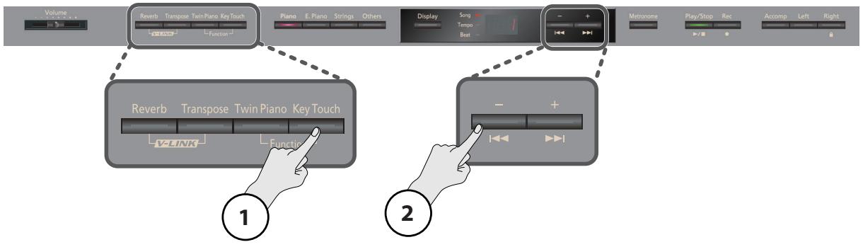 ROLAND HP302-SB - Régler la sensibilité du clavier (key touch) - 1