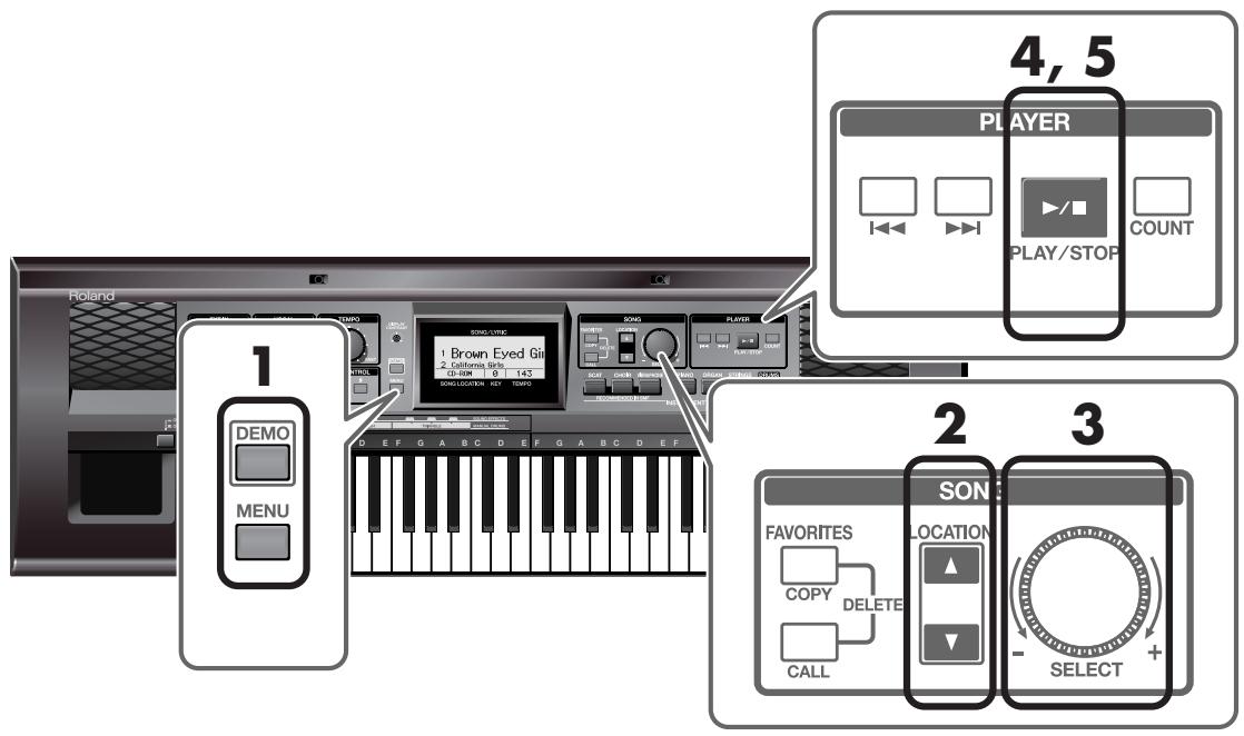 ROLAND RK-100 - Sélectionner un morceau du cd-rom - 1