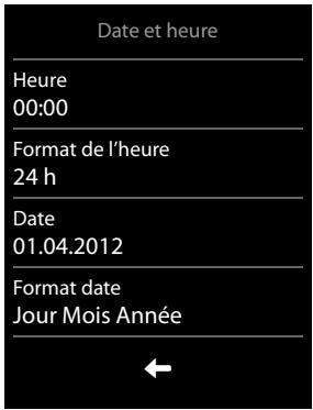 GIGASET S820A - Réglage du format d'heure/de la fourchette de dates - 1