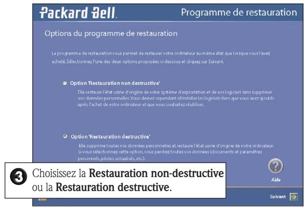 PACKARD BELL I XTREME DUO 4001 - UTILISATION DU PROGRAMME DE RESTAURATION - 2
