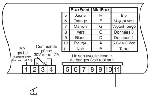 DELTA DORE LECTEUR DE BADGES CLLB - Raccordement de la commande de gâche de porte - 1