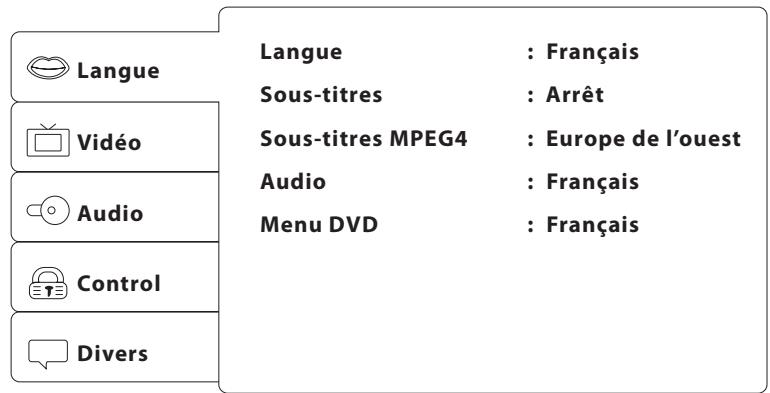 ESSENTIELB MOBILILIVE II - Menu de configuration de la partie DVD - 1