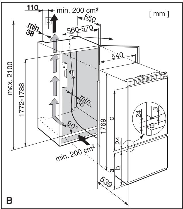 LIEBHERR KIKB 3146 - d = wandddikte van ombouwmeubel +3mm - 6