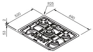 SCHOLTES PP 73 G SF - Installing semi-flush hobs (mod. PP.SF) - 1