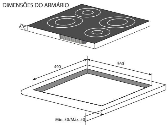 DIMENSÕES DO ARMÁRIO 60 490 560 Mín. 30/Máx. 50