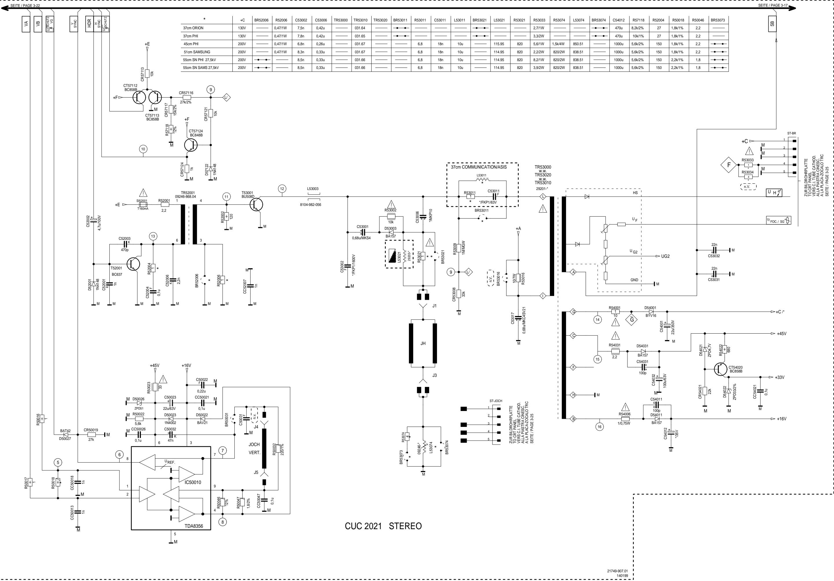 GRUNDIG CUC 2000 - Teilschaltplan Ablenkung / Circuit Diagram Deflection Section - 1