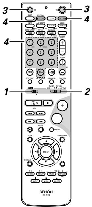 DENON DHT-500S - Mémoires préregliées des télévisions et lecteurs video - 1