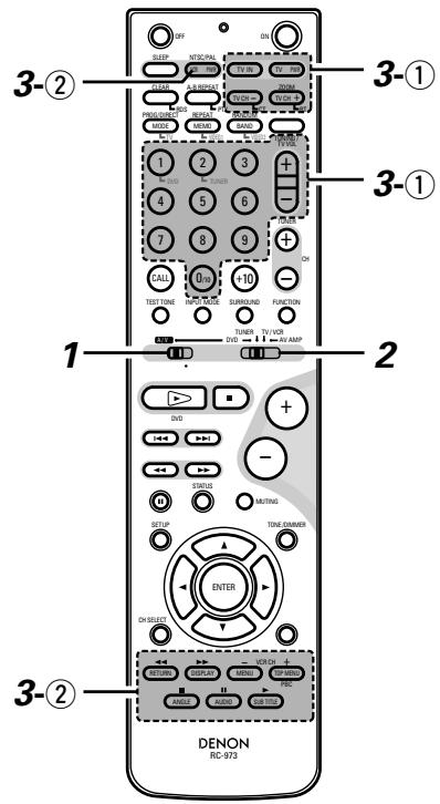DENON DHT-500S - Fonctionnement du lecteur video/télévision après avoir stocké leurs signaux de télécommande dans la mémoire préréglée - 1