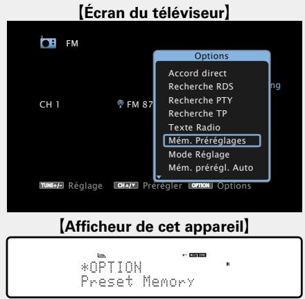 DENON AVR-3313, AVR3313 - Préréglage de la station radio actuelle (mém. préréglages) - 1