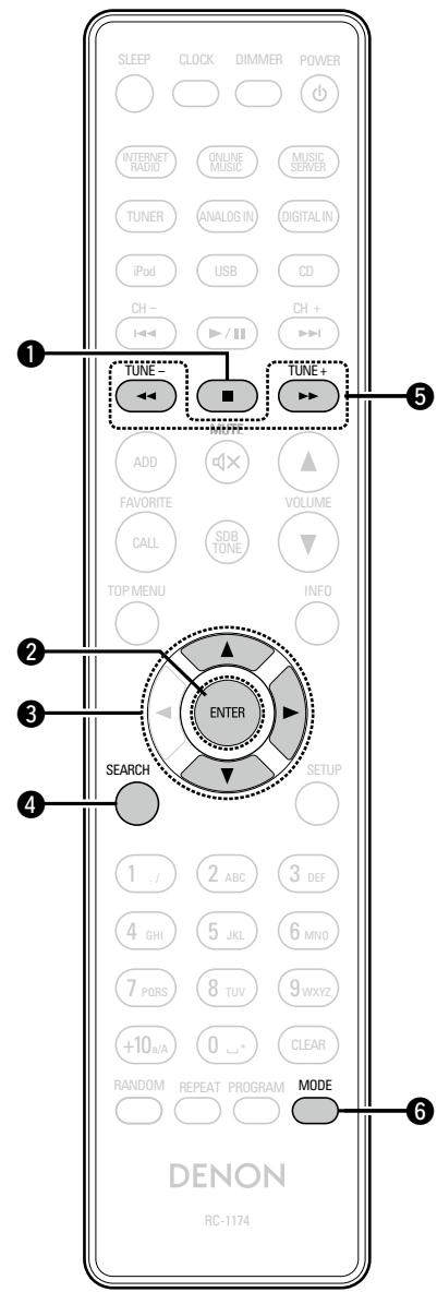 DENON CEOL N8 - ☐ Touches actives quand la source d'entrée est "TUNER" - 1