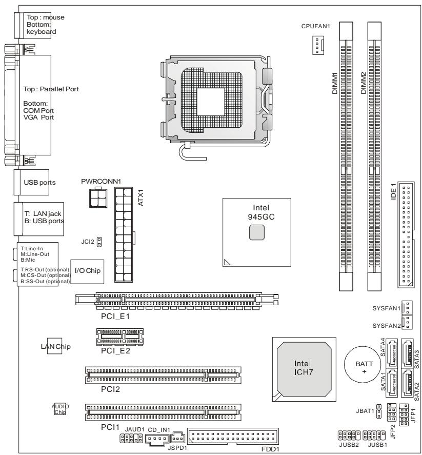 MSI 945GCM5 V2 - マズーネトのレイアウト - 1