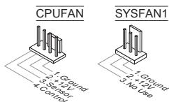 MSI MS-7623 G52-76231X1 - 팬 전원 커넥터: CPUFAN, SYSFAN1 - 1
