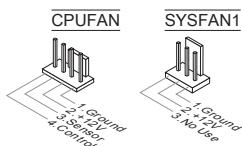 MSI MS-7623 G52-76231X1 - Fan Power Connectors: CPUFAN, SYSFAN1 - 1