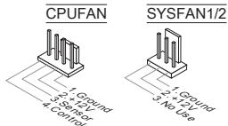 MSI MS-7623 V4.1 - Fan Power Connectors: CPUFAN, SYSFAN1, SYSFAN2 - 1