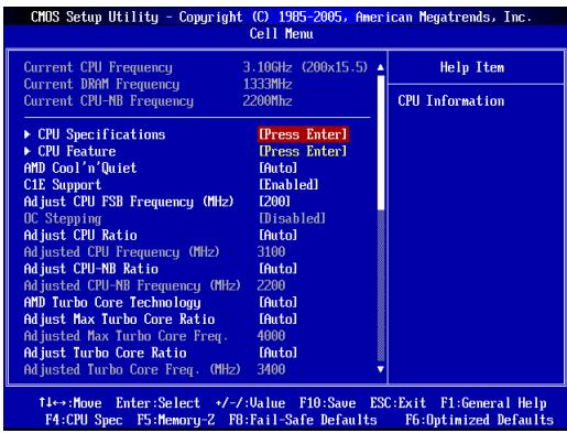 MSI 760GA-P43,  760GM-P23,  760GM-P34 - Cell Menu - 1