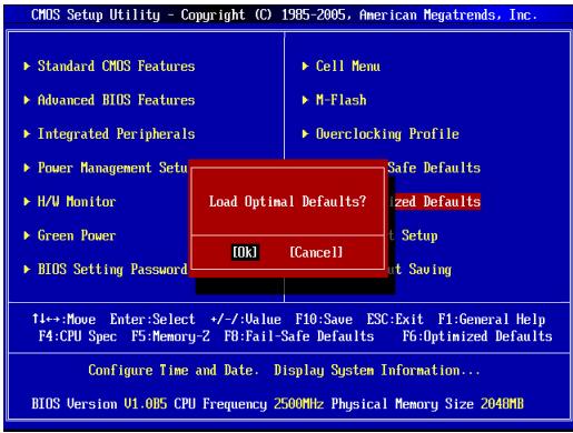 MSI 760GA-P43,  760GM-P23,  760GM-P34 - Load Optimized Defaults - 1
