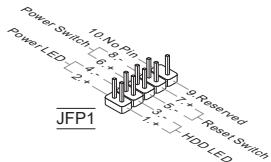MSI 760GA-P43,  760GM-P23,  760GM-P34 - JFP1, JFP2: Front Panel Connectors - 1