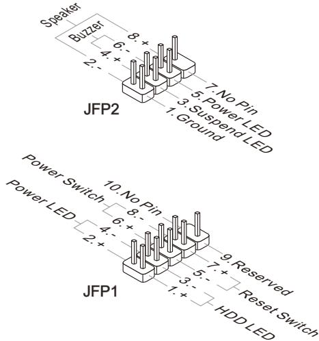 MSI 970A-G46 - JFP1, JFP2: Front Panel Connectors - 2