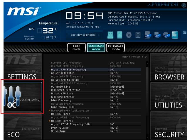 MSI 970A-G46 - OC menu - 1