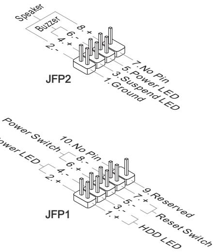 MSI B75A-G43 GAMING - JFP1, JFP2: Front Panel Connectors - 2