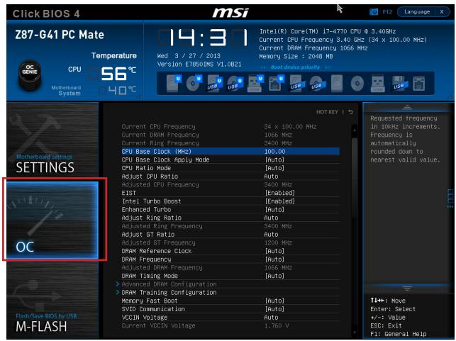 MSI H87-G43,  H87-G43,  H87M-E33,  H87M-G43 - OC-Menü - 1