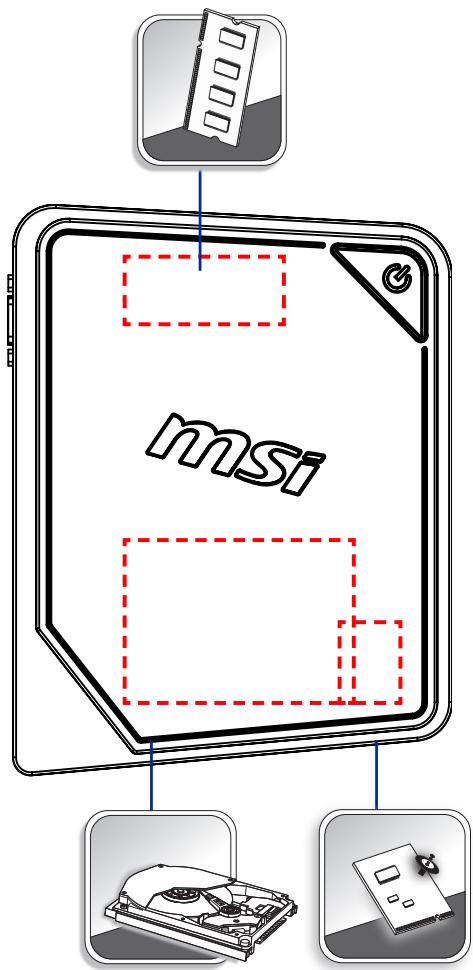 MSI WIND BOX DC110-005EU,  WIND BOX DC100-EU-WE4502G32X7P,  WIND BOX DC110-005EU - Remplacement des composants et mises à niveau - 1