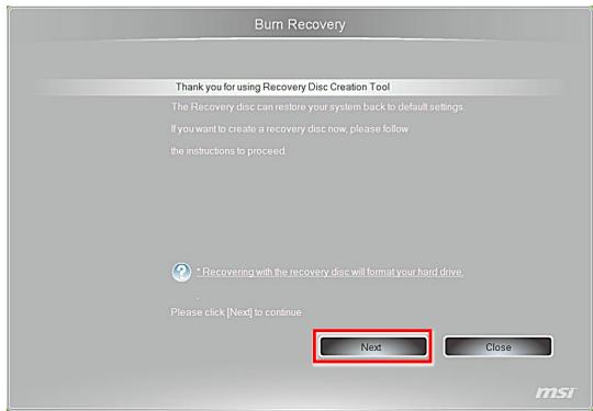 MSI WIND BOX DC110-007XEU - Création du disque de récapération du système - 2