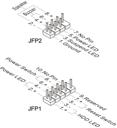 MSI X79MA-GD45 - Connecteur panneau avant : JFP1, JFP2 - 2