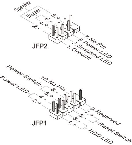 MSI X79MA-GD45 - Front Panel Connectors: JFP1, JFP2 - 2