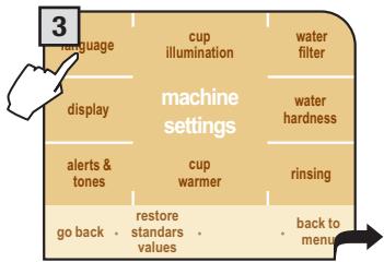 SAECO PRIMEA CAPPUCCINO TOUCH PLUS - SETTING THE LANGUAGE AND THE CLOCK - 3