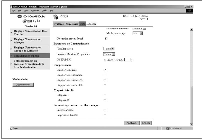 KONICA MINOLTA DI1611 TWAIN - Configuration Fax - 1