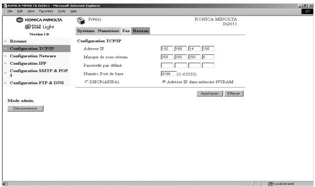 KONICA MINOLTA DI1611 TWAIN - Configuration TCP/IP - 1