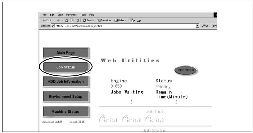 KONICA MINOLTA DI850 - Calling up Job Status - 1
