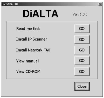 KONICA MINOLTA SU23 - Cliquez sur le bouton [GO] situé à coté de Installer Scanner IP (Install IP Scanner) - 1
