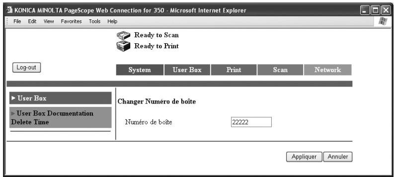 KONICA MINOLTA BIZHUB 250 PH2 5 BOX - Tapez le nouveau numero de la boîte utiliser et cliquez sur [Appliquer]. - 1