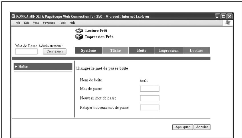 KONICA MINOLTA BIZHUB 250 PH2 5 BOX - Cliquez sur [Changer le mot de passe boite]. - 2