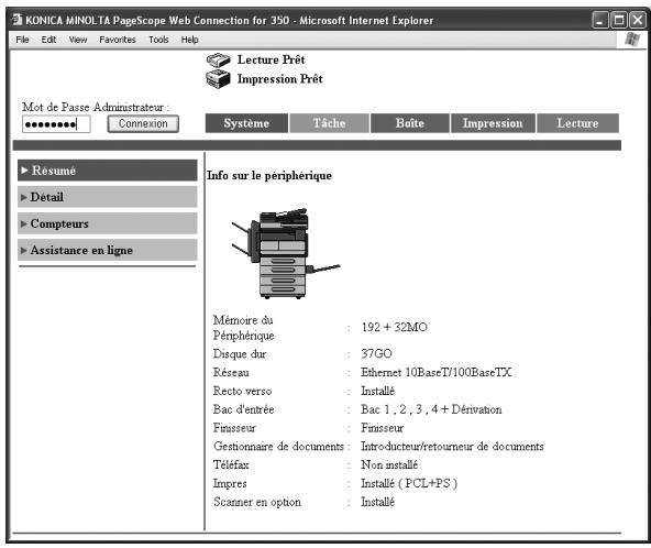 KONICA MINOLTA BIZHUB 250 PH2 5 BOX - Connexion en mode Administrateur - 1