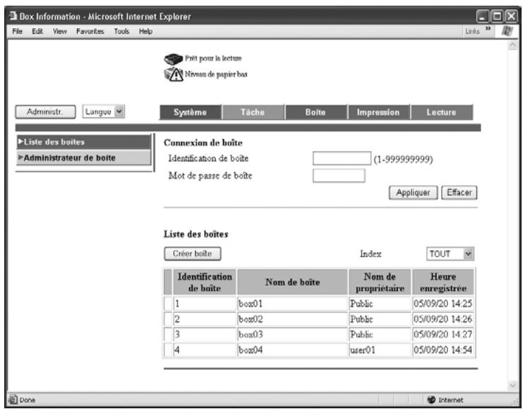 KONICA MINOLTA BIZHUB 420 BOX - Liste des boites - 1