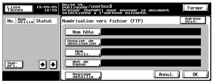 KONICA MINOLTA BIZHUB 420 BOX - Tapez les informations du serveur FTP. - 1