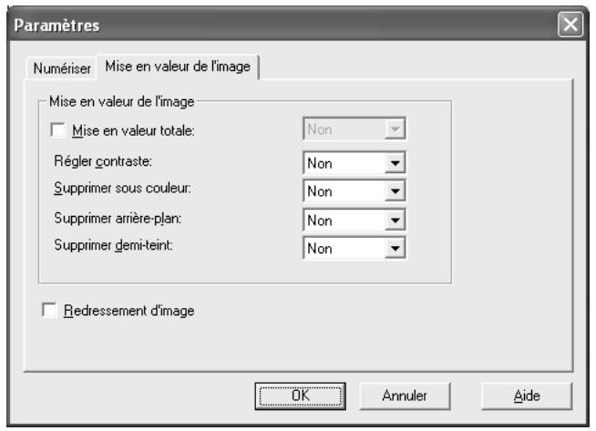 KONICA MINOLTA BIZHUB 420 BOX - Spécifier les paramètres à partir de la boîte de dialogue paramètres (onglet mise en valeur de l'image) - 1