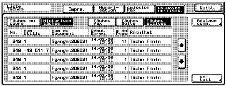KONICA MINOLTA BIZHUB 420 BOX - Affichage de la liste historique tâches - 1