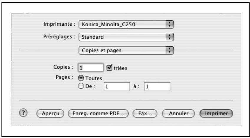 KONICA MINOLTA BIZHUB C250P - Spécifiez les paramètres des éléments suivants : - 1