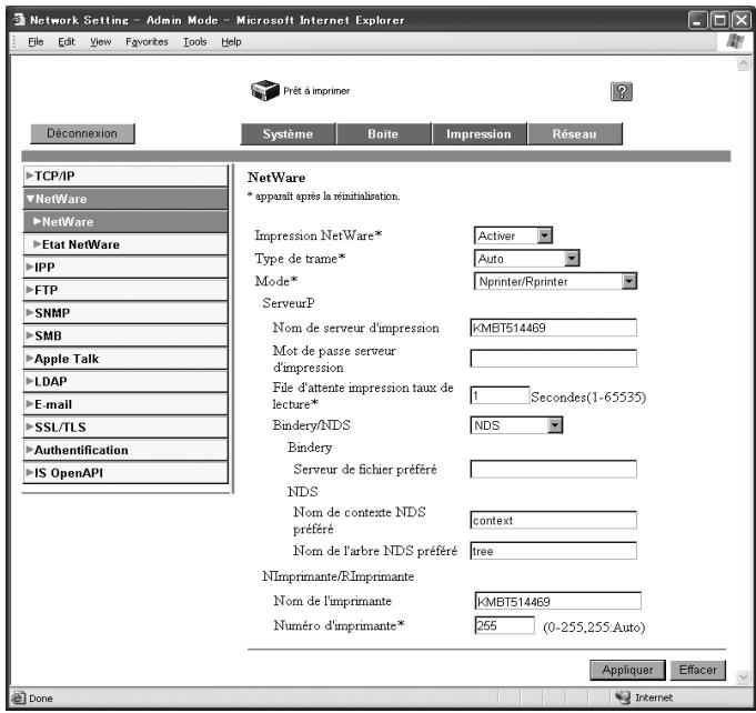 KONICA MINOLTA BIZHUB C250P - Pour le mode imprimante distante netware 4. x (NDS) - 1