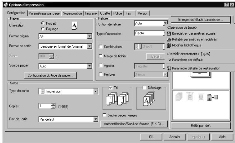 KONICA MINOLTA BIZHUB C250P - Pour enregistrer les paramètres du pilote - 1