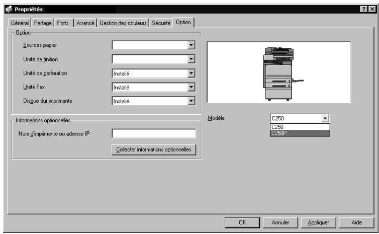 KONICA MINOLTA BIZHUB C250P - Sélectionner l'imprimante - 1